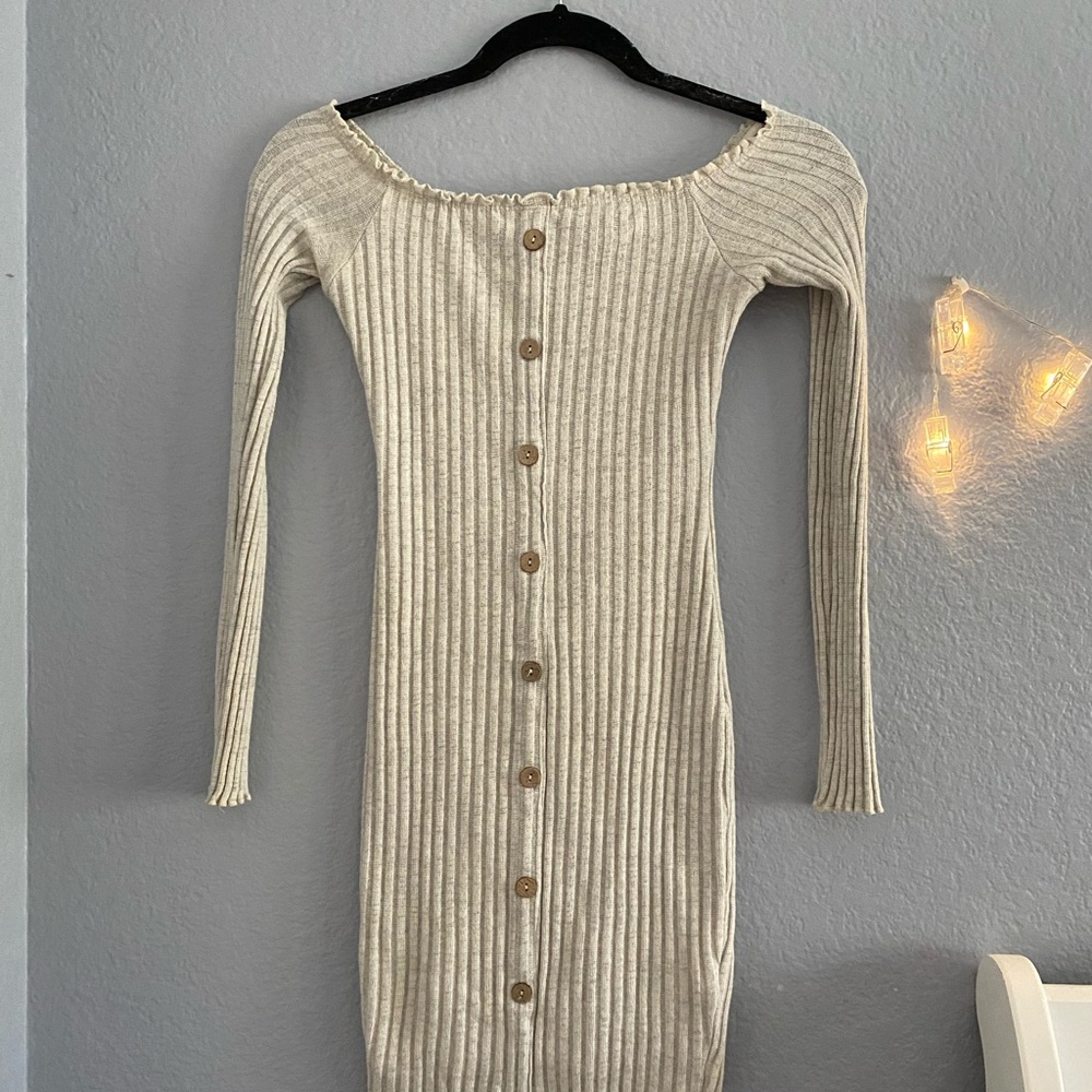 off the shoulder tight button down dress